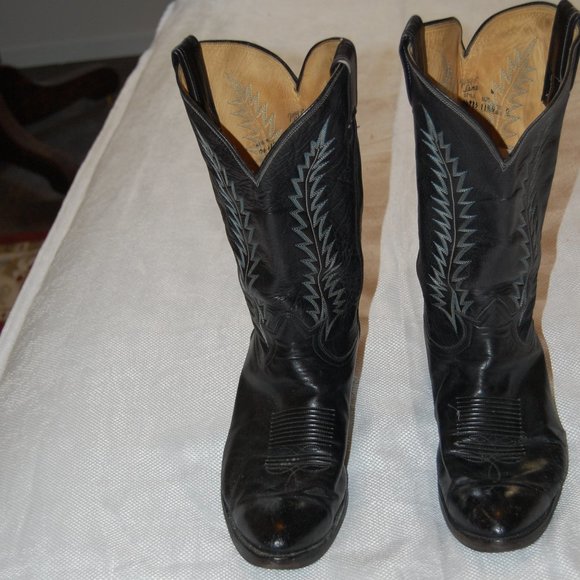 Tony Lama Shoes | Tony Lamas Vintage Men's Black Cowboy Western Boots Size 11 12 D | Color: Black | Size: 11 12 D | Feathersabove's Closet
